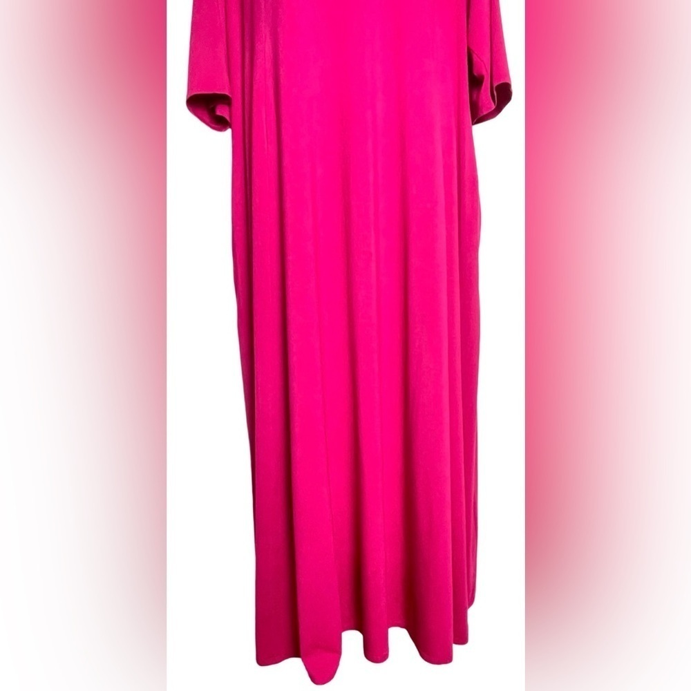 Catherines Jersey Maxi Pink Dress Size 2X Free & Easy With Pockets 3/4 Sleeves - Picture 7 of 13